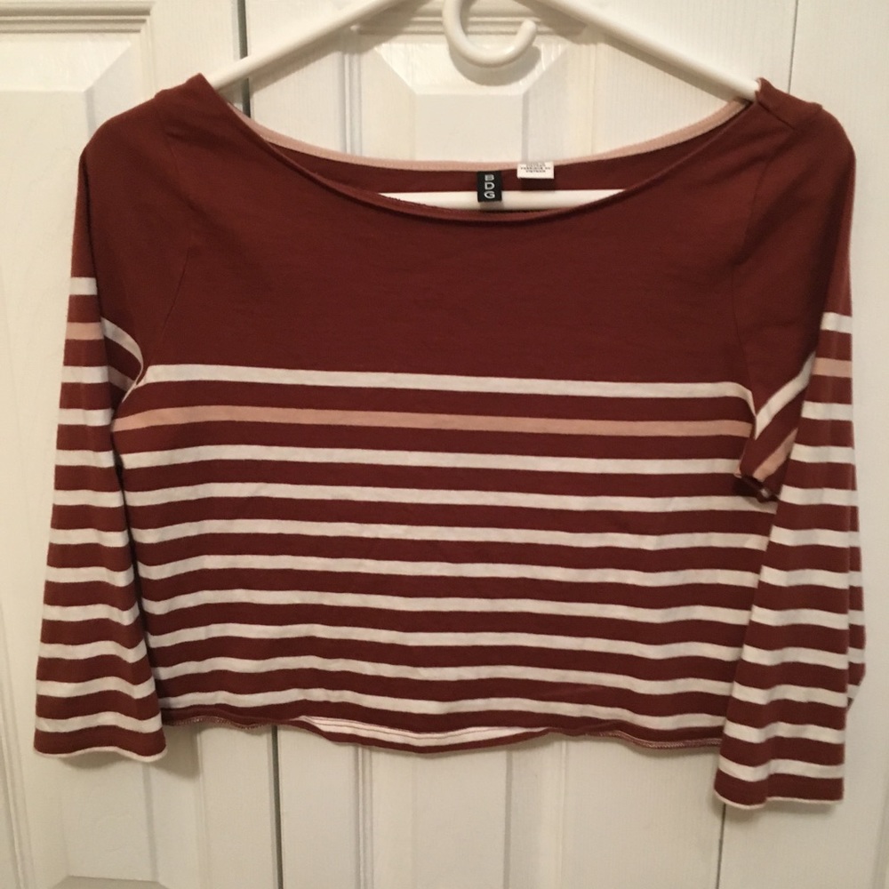 burnt orange stripped crop top